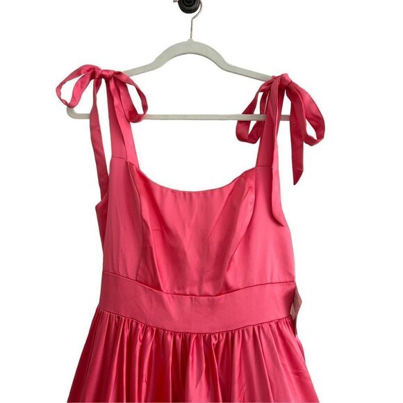 Mac Duggal 67981 Tie Shoulder Sweetheart Satin Ballgown Coral Women's Size 8 - Picture 5 of 10